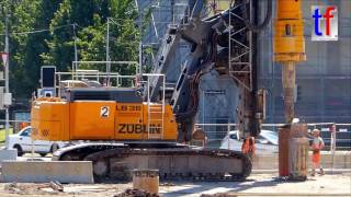 Stuttgart 21 Liebherr LB 36 amp Bauer BG 20 H Drills  Work 19072016 [upl. by Eelhsa]