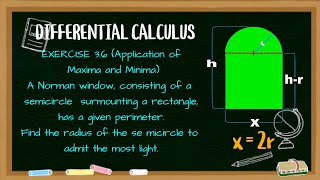 Differential Calculus Feliciano and Uy Exercise 36Maxima and MinimaNorman Window [upl. by Judye53]