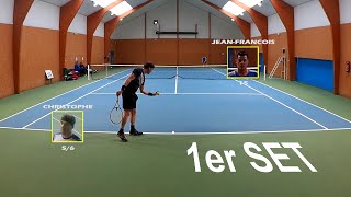 Christophe 56 vs JeanFrançois 15  Interclubs 2016  1er set  22052016 [upl. by Amikehs]