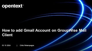 Configure GMail Account using IMAP on GroupWise Mail Client [upl. by Wolsniw]