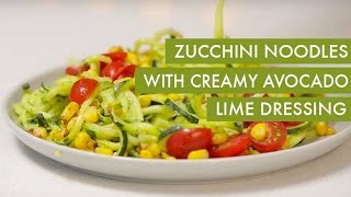 Zucchini Noodles with Creamy Avocado Lime Dressing I GlutenFree Vegan Spiralizer Recipe [upl. by Eberhart]