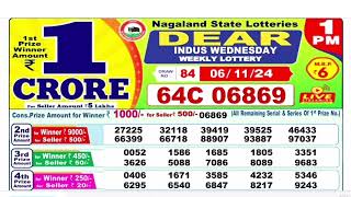 NAGALAND Lottery SAMBAD DEAR EVENING 1PM RESULT TODAY 06112024 STATE DEAR LOTTER [upl. by Bolten]