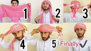 How to wear Dubai style Headscarf  SHEMAGH GHOTRA  Full Tutorial  Majidshah 2020 [upl. by Mcmullan]