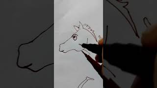 How to draw a hourse drawline art drawing outlinedrawing draw artline [upl. by Pincince]