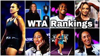 Single Women WTA Tennis Rankings updated on 18th November 2024 trending ranking tennis [upl. by Lemmueu]