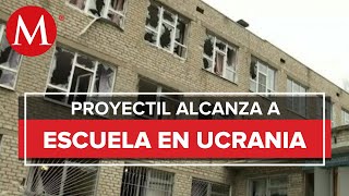 Dos personas muertas en una escuela por proyectil lanzado en Ucrania [upl. by Tilagram330]