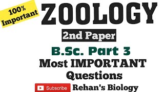 Very important Questions in ZOOLOGY 2nd Paper BSc3rd year Rehans Biology BSc3rd year Zoology [upl. by Nitfa]