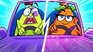 Good driver VS Bad driver  funny road by talking fruits [upl. by Eillak]