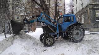 Old soviet loader on MTZ80 tractor base [upl. by Aihsinyt618]