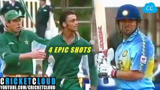 Sachin vs Shoaib Akhtar  4 Epic Shots vs Fastest Bowler in the World [upl. by Amber]