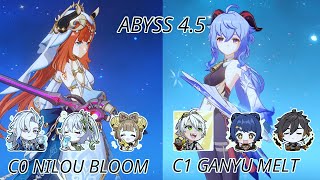 C0 NILOU BLOOM AND C1 GANYU MELT  Genshin Impact 45 Abyss  Floor 12 9 Stars [upl. by Spooner722]