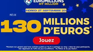 Résultats tirage My Million 130 millions d euros 27 septembre 2024 [upl. by Airretal]