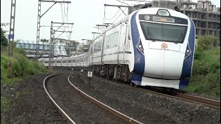 Extraordinarily Beautiful Approach By Mumbai Solapur Vande Bharat Express At Scenic S Curve Of Shelu [upl. by Elimac]