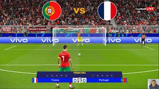 🔴LIVE PENALTIES  PORTUGAL vs FRANCE I UEFA EURO 2024 QUARTER FINAL  RONALDO vs MBAPPE  PES GAME [upl. by Nrublim]