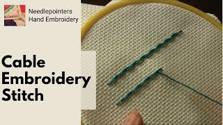 Cable Stitch Embroidery Tutorial Hand Embroidery Stitch [upl. by Eidde]