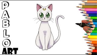 How to Draw Artemis the Cat from Sailor Moon  Learn to Draw step by step [upl. by Scot]