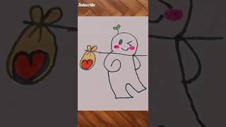 Cute sticker drawing  sketching with fun shorts ytshorts drawing [upl. by Yluj725]