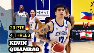 Kevin Quiambao Highlights 20 Pts 4 Reb 4 Threes  SGA PH vs Beirut Lebanon kevinquiambao sga [upl. by Massab]