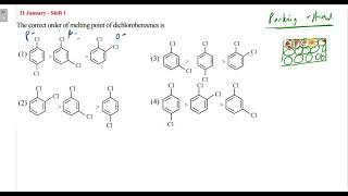 The correct order of melting point of dichlorobenzenes is [upl. by Lenoel]