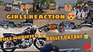 long silencer bullet pataka for School girl reaction 😍  full tabahi vlogs reaction bullet350 [upl. by Alake]