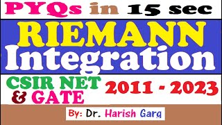 PYQs on Riemann Integration  Short Cut tricks  CSIR NET amp GATE 2011 to 2023 [upl. by Jeno]