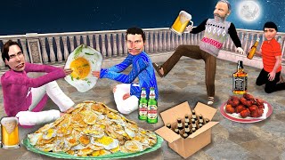 Egg Omelette Ki Ladai Street Food Doston Ka Terrace Mei Sharabi Party Hindi Kahaniya Moral Stories [upl. by Jamison]