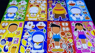 Sticker ASMR 🌰 Decorating a Satisfying Doraemon Sticker Book ASMR 🐰 도라에몽 스티커 꾸미기 ドラえもん [upl. by Assener]