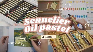 ✨Sennelier Oil Pastel Set Unbox Swatching amp Review and Landscape study🏞🖍 [upl. by Slater]