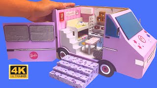 DIY Miniature Cardboard Barbie Van House Miniature Camper Van [upl. by Aicilla171]