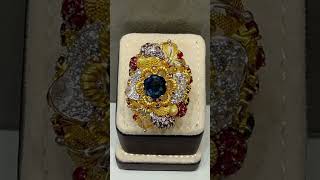 Elegant 21K Gold Finger Ring with Brilliant Sapphire amp Sparkling Zircons  Discoverjewellerydesign [upl. by Yr]