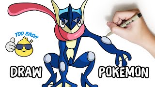 How To Draw Greninja Pokemon Step By Step Easy  Duc Draw [upl. by Ayiak]