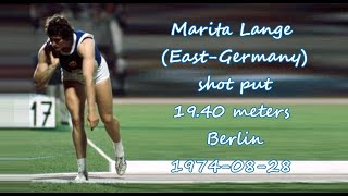 Marita Lange EastGermany shot put 1940 meters 19740828 Berlin [upl. by Willdon]