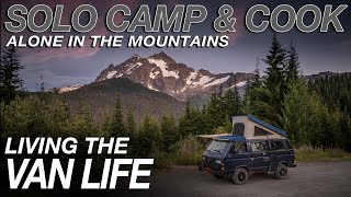 SOLO Camp amp Cook  Campfire Cooking in the Mountains  ASMR  Living The Van Life [upl. by Eiramlirpa703]