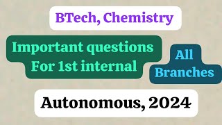 Engineering Chemistry Important Questions Autonomous chemistry importantquestions 2024 [upl. by Idnam640]