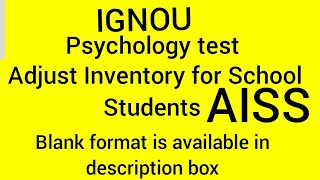 IGNOU AISS Psychology assessment test  Blank format is available in the description box [upl. by Pedersen]