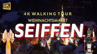 Walking Tour 4K HDR auf dem einzigartigen Weihnachtsmarkt in Seiffen dem Spielzeugdorf im Erzgebirge [upl. by Nibbs]