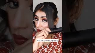 is tareeke se hair curles hote hai straightener se😵😵😵foryou viral trending beautyhacks [upl. by Acinnor851]