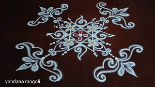 Easy rangoli with side border designs  Friday rangoli 71 dots  Border muggulu  Simple muggulu [upl. by Gnanmas]