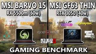 MSI Bravo 15 vs MSI GF63 Thin Gaming Benchmark 2023  RX5500m vs RTX 3050  StealthGamerSG ​ [upl. by Airdnaid]