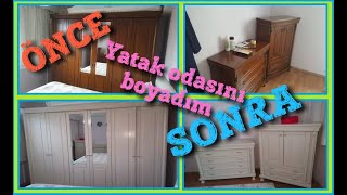 YATAK ODASI YENİLEME  GARDIROP BOYAMA  MOBİLYA YENİLEME  FURNITURE PAINTING kendinyap dıy [upl. by Assiralc]