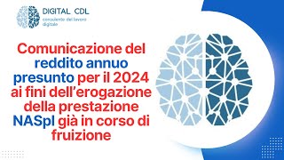 NASPI Comunicazione del reddito presunto per il 2024 entro il 31 gennaio [upl. by Henriette682]