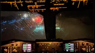 Cockpit View Saab 2000 nightrainy instrument approach [upl. by Aleirbag]