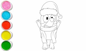 Cute Christmas Bluey Drawing for kids Painting amp Coloring for kids Toddlers  Lets Draw Toddlers [upl. by Mcnamara868]