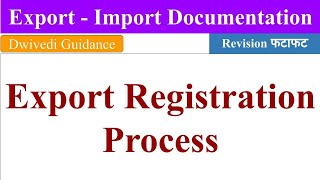 Export Registration Process Export Registrations Export Import Documentation export management [upl. by Ertemed540]