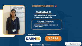 Success Story  Sahana C Placed Karnex for 55 LPA  Best Embedded Course with Placement  IIES [upl. by Lalla]