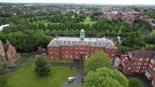 4K HD Shrewsbury Town Shropshire England aerial drone footage of Shrewsbury School shrewsbury [upl. by Malissia]