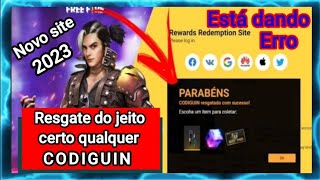 Como resolver ERRO no Site de CODIGUINHO do Free Fire ou Como resgatar Codiguin no FFAndré soares [upl. by Maryly833]