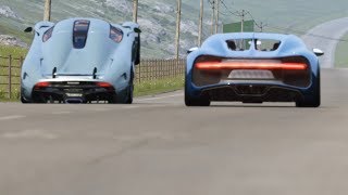 Bugatti Chiron vs Koenigsegg Regera at Highlands [upl. by Georglana456]