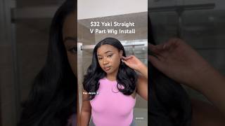 32 Yaki Straight V Part Wig Install  Sensationnel V Part 3 hairextensions hairstyle wigs wig [upl. by Melloney]