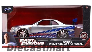 BRIANS NISSAN SKYLINE GTR JADA TOYS 124 SCALE [upl. by Gnanmos]